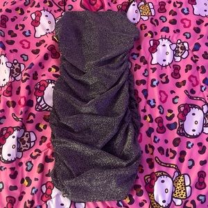 SHEIN PETITE Backless Ruched Glitter Bodycon Dress